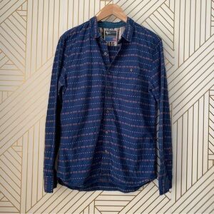 Modern Amusement Tribal‎ Aztec Design Abstract Art Long Sleeve button up shirt M